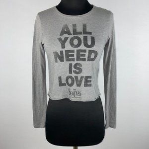 Hollister Cropped T-Shirt Juniors XS All You Need Is Love The Beatles Band Rock